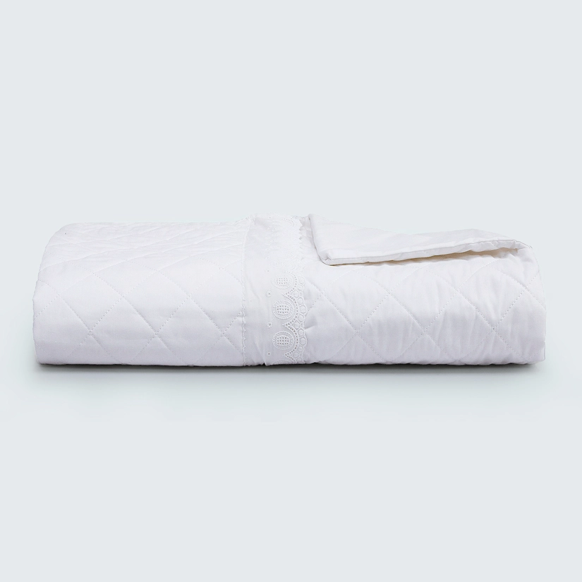 Colcha 100% Algodão Matelassê Bordado Inglês Petit