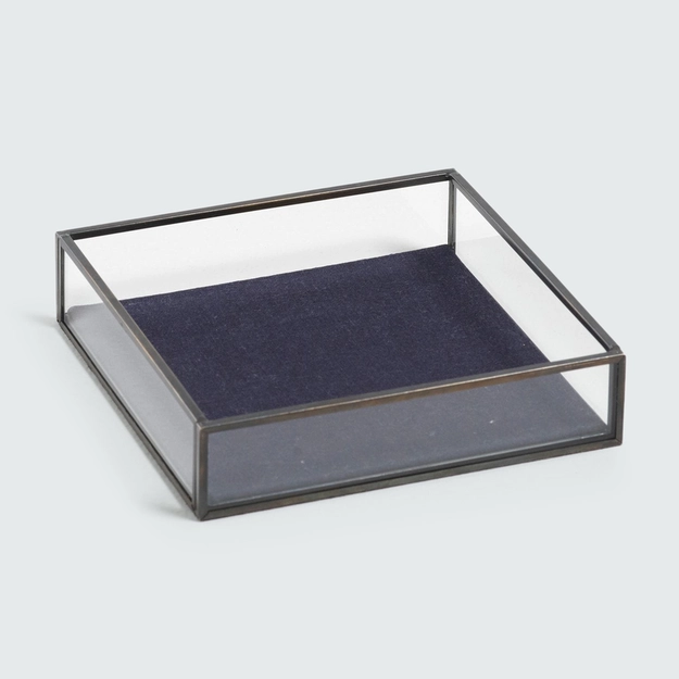 Bandeja em Vidro com Detalhes em Metal Tray