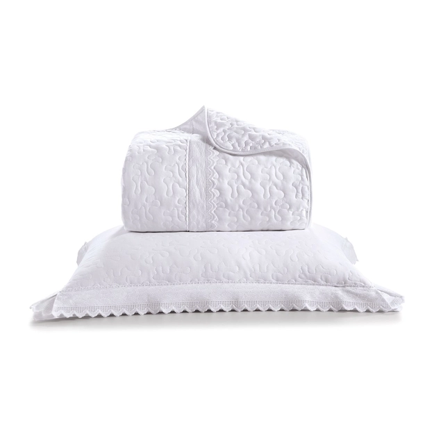 Kit Colcha Bordado Inglês Noiva