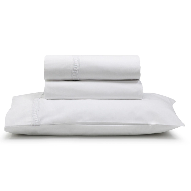 Jogo de Lençol Completo Percal Bordado Inglês Atena