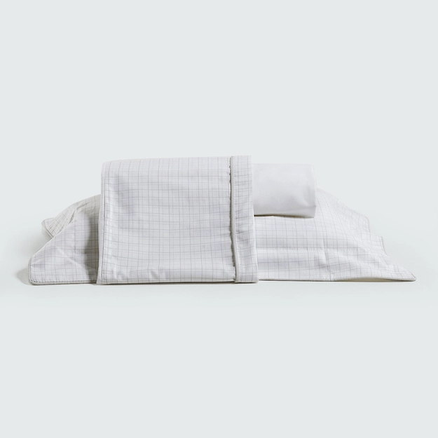Jogo de Lençol com Cording Percal 200 Fios 100% Algodão Xadrez Baby