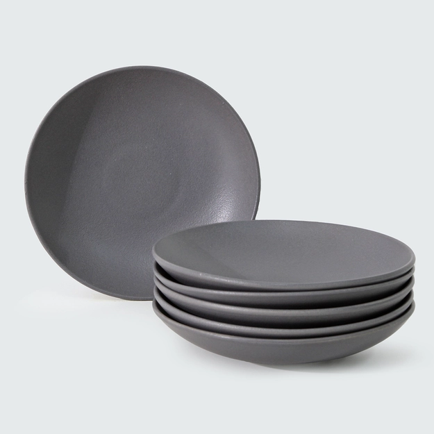 Jogo de Pratos Fundos em Stoneware Charcoal 6 Peças