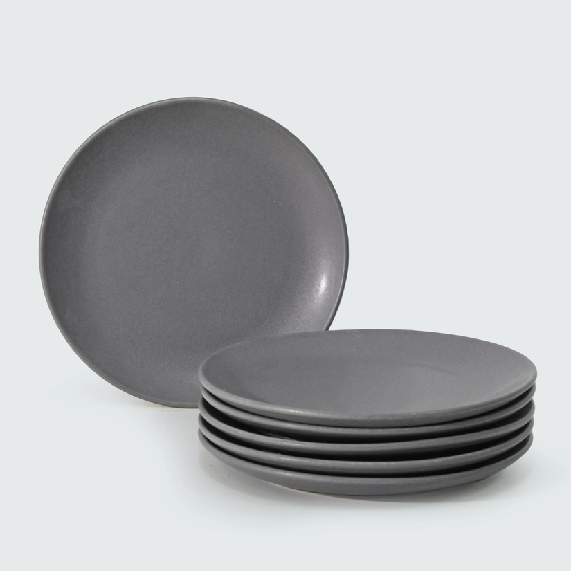 Jogo de Pratos para Sobremesa em Stoneware Charcoal 6 Peças