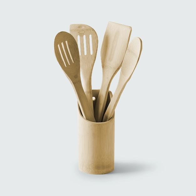 Jogo de Utensílios de Cozinha em Bambu Cuisine 5 Peças