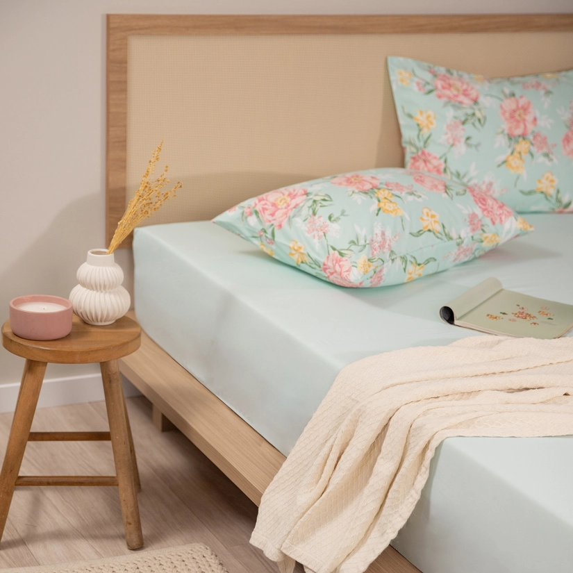 Lençol com Elástico + Fronha Micro Percal Toque de Seda May