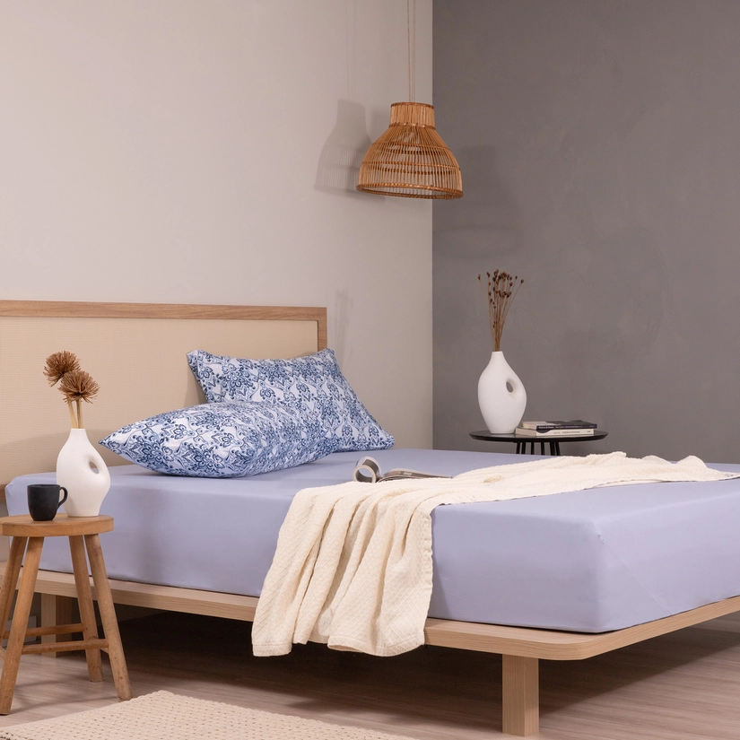Lençol com Elástico + Fronha Micro Percal Toque de Seda Wilma