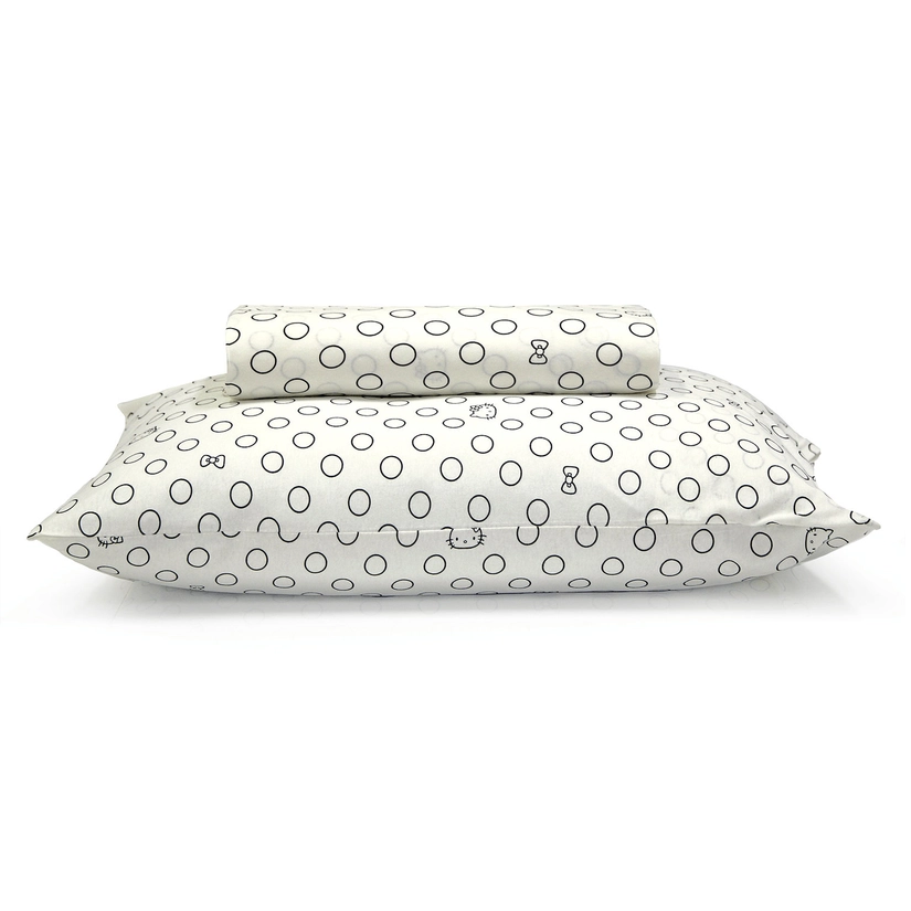 Lençol com Elástico + Fronha Malha 100% Algodão Hello Kitty Vintage