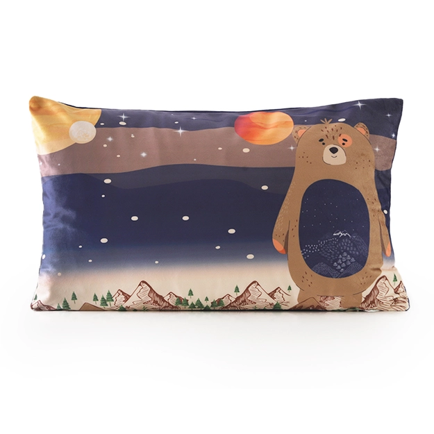 Capa de Almofada Aveludada Dupla Face Urso das Galáxias 30cm x 45cm