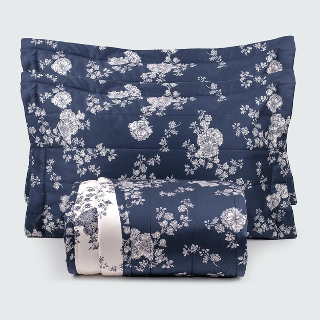 Kit Colcha Cetim La Vie Blue