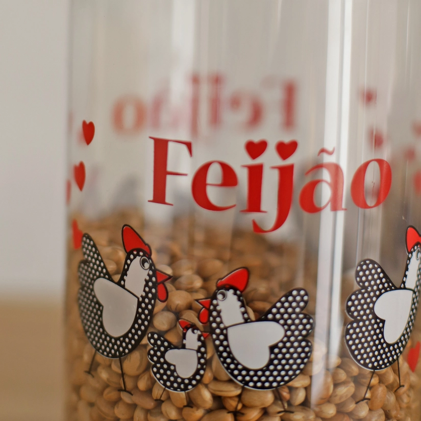 Pote para Mantimentos com Tampa Galinha Feijão
