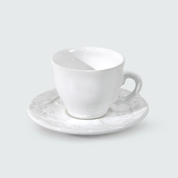 Jogo de Xícaras de Café e Pires em Cerâmica Daisy 12 Peças