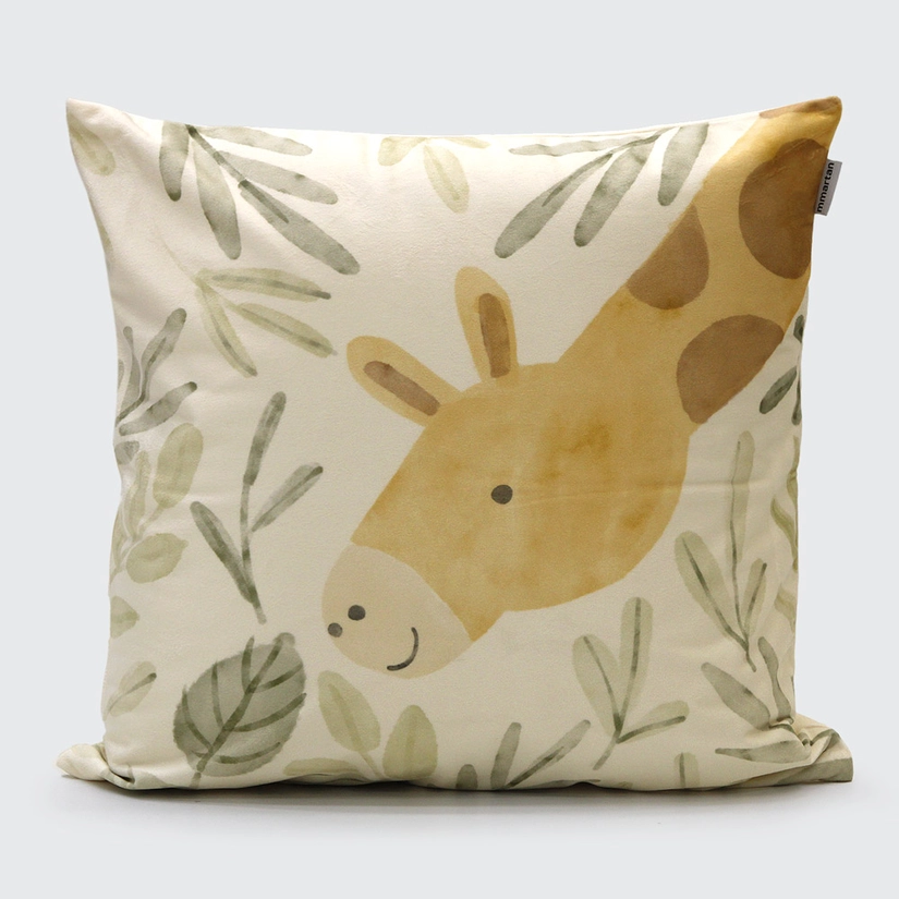 Capa de Almofada Aveludada Dupla Face Giraffe 45cm x 45cm