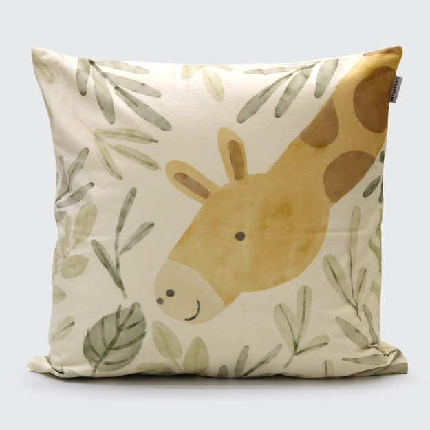 Capa de Almofada Aveludada Dupla Face Giraffe 45cm x 45cm