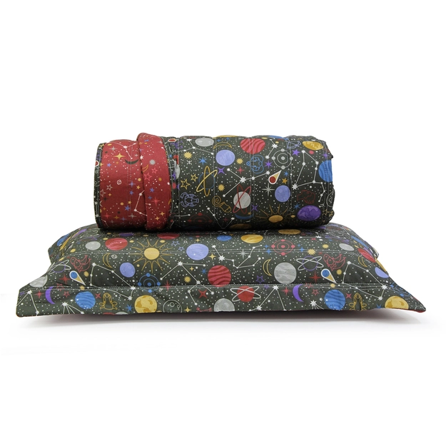 Kit Colcha Matelassê Dupla Face Planetário