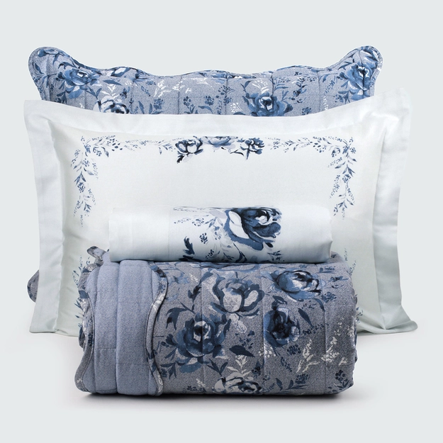 Kit Cama Garden Blue 7 peças