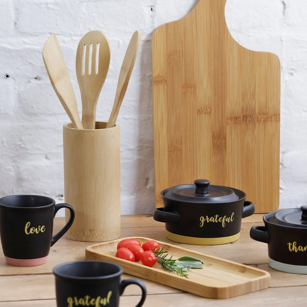 Jogo de Utensílios para Cozinha em Bambu Ipatinga 4 Peças